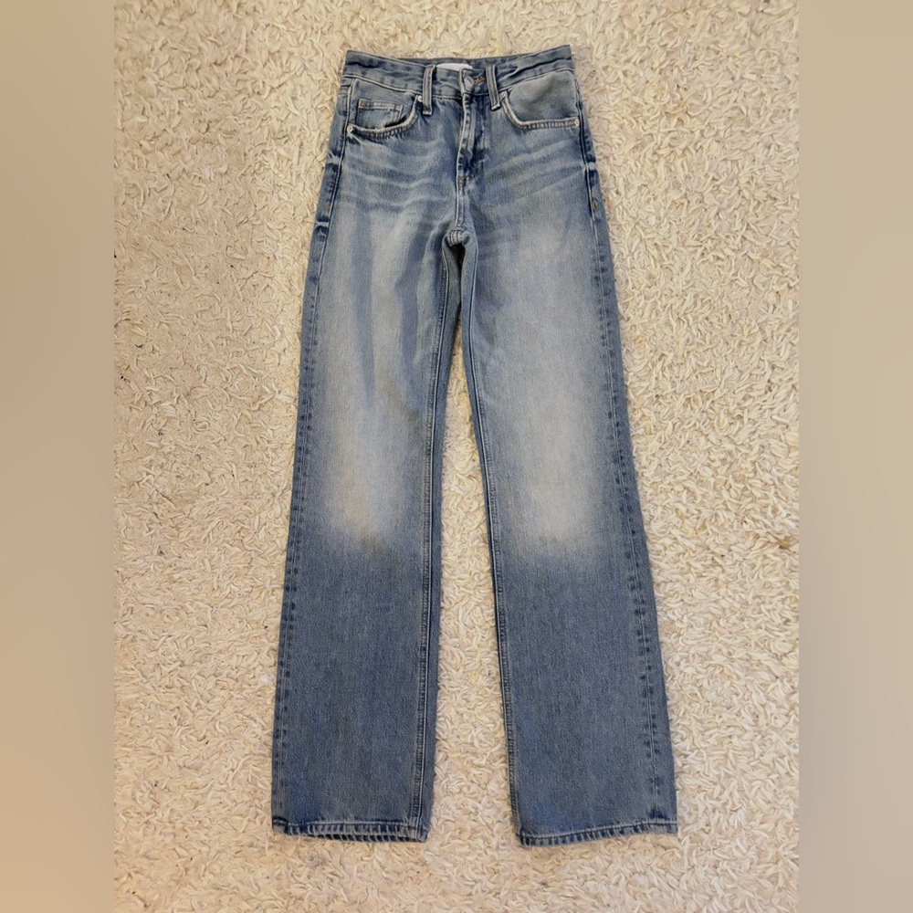 Zara Light Blue Mid-Rise Straight Jeans